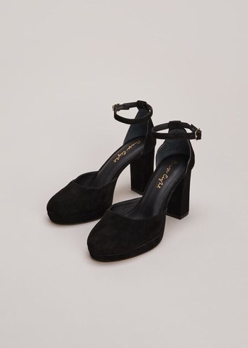 Phase Eight Black Suede Platform Heels Black Canada | TGQOMS-384